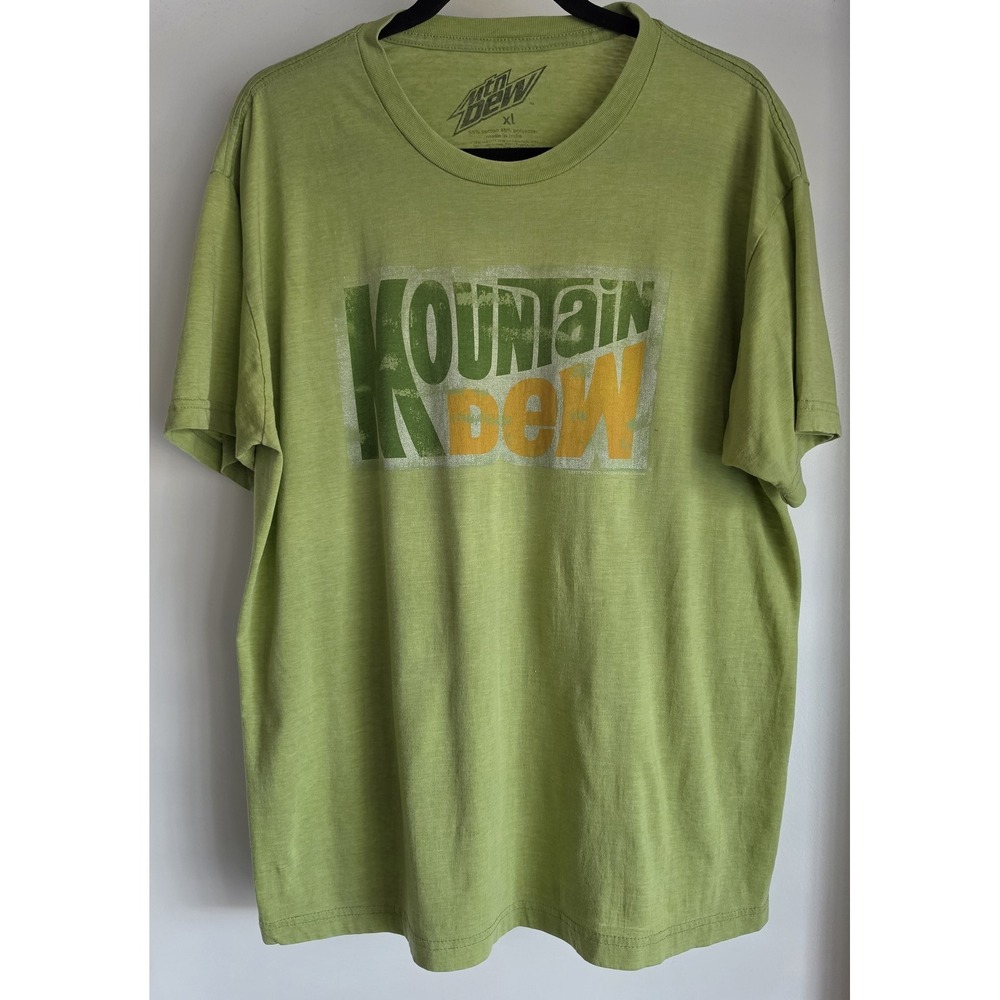 Mountain Dew T-Shirt XL Green Graphic Short Sleeve Casual Tee Top Shirt